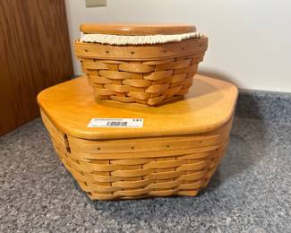 2 Longaberger Baskets with wood Lids