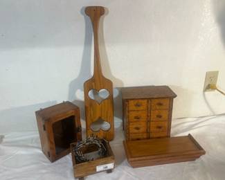 Primitive Decor Lot – Tabletop Apothecary Chest & Rustic Decor