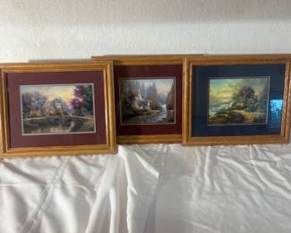 Thomas Kinkade Framed Cottage Art Prints – Set of 3
