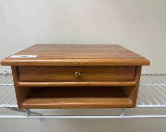 Oak Desktop Organizer with Open Shelf Storage