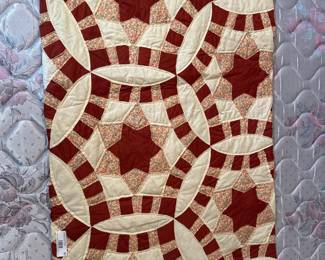 Vintage Red & Floral Starburst Quilt