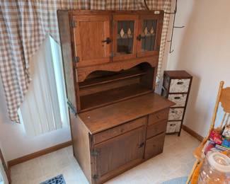 Antique Oak Hoosier-Style Cabinet