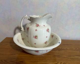 Floral Wash Basin and Pitcher Set