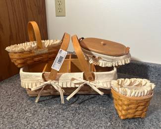 Longaberger Basket Lot with Liners & Lids