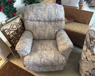 Swivel Paisley Upholstered Reclining La Z Boy Chair