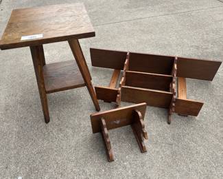 Small Vintage Table, Wood Shelving