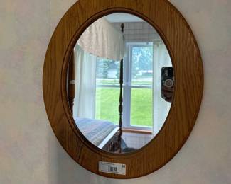 Oval Oak Framed Wall Mirror