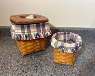 Longaberger Tissue Cover & Small Basket Set