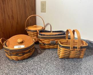 Longaberger Basket Lot w/ Lids and Liners (4pcs)