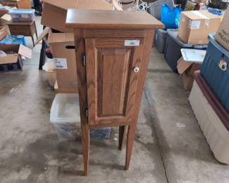 Tall and Slim Oak Cabinet with Single Paneled Door