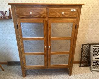 Oak Pie Safe with Punched Tin Panels