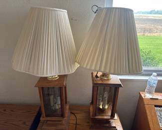 Pair of Vintage Oak Table Lamps