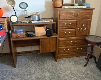 small desk, chest of drawers