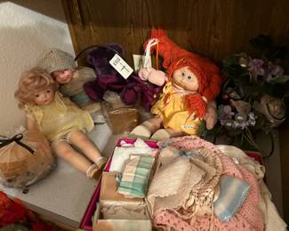 dolls, vintage linens, baby clothes