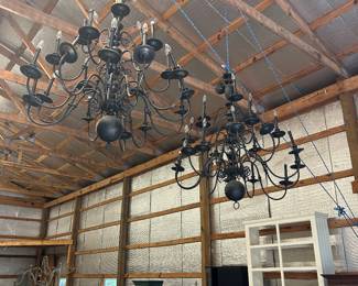 (Barn) 2 oversized chandeliers