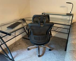 Glass top desk & office chair