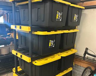 (Barn) lots of storage bins & 3 shelves