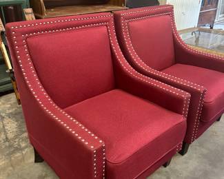 (Barn) Pair of red matching chairs