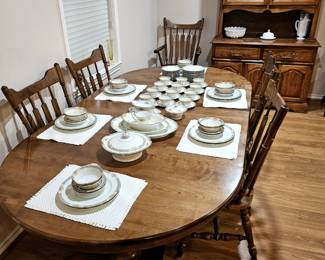 Noritake china set. Very nice dining table and chairs. Large collection of Milk glass 
