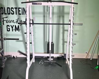 PARABODY SMITH MACHINE & MORE | Smith machine with attached cable machine, includes various attachments - h. 84 x w. 47.5 x d. 60 in