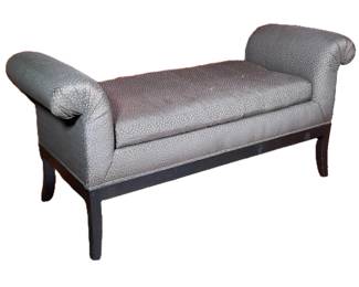 Kravet Furniture Upholstered Bench | Backless window or hall bench with scrolled arms - h. 29.25 x l. 60 x d. 22.5 in
