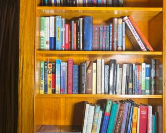 Books including Harry Potter, Sherlock Holmes And Watership Down | Four shelves of books including Tom Clancey, John Grisham and James Patterson..