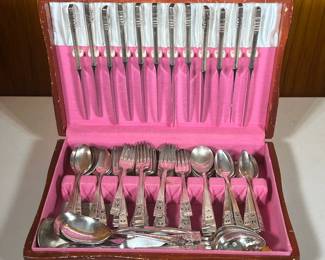 Community Silver Plated Flatware Service | Not counted but appearing to be a complete or near complete service set; in a fitted box - l. 16 x d. 11 in (box)