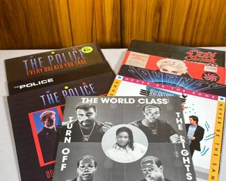 (8pc) Records, The Police, Journey And Wrecking Cru And Others | Vinyl record albums, also includes Ozzy Osbourne, Madonna and the Breakfast Club
Dimensions: w. 12 x l. 12 in