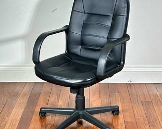 Black Leather Style Office Computer Chair | Target, adjustable, with padded seat and backrest - h. 38.75 x w. 23.5 x d. 18.5 in
