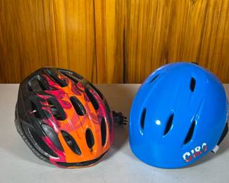 (2pc) Kids’ Helmets | One Blue by Giro and the other 50-58 cm Specialized Headset. - h. 6 x w. 8 x d. 10 in (Giro)