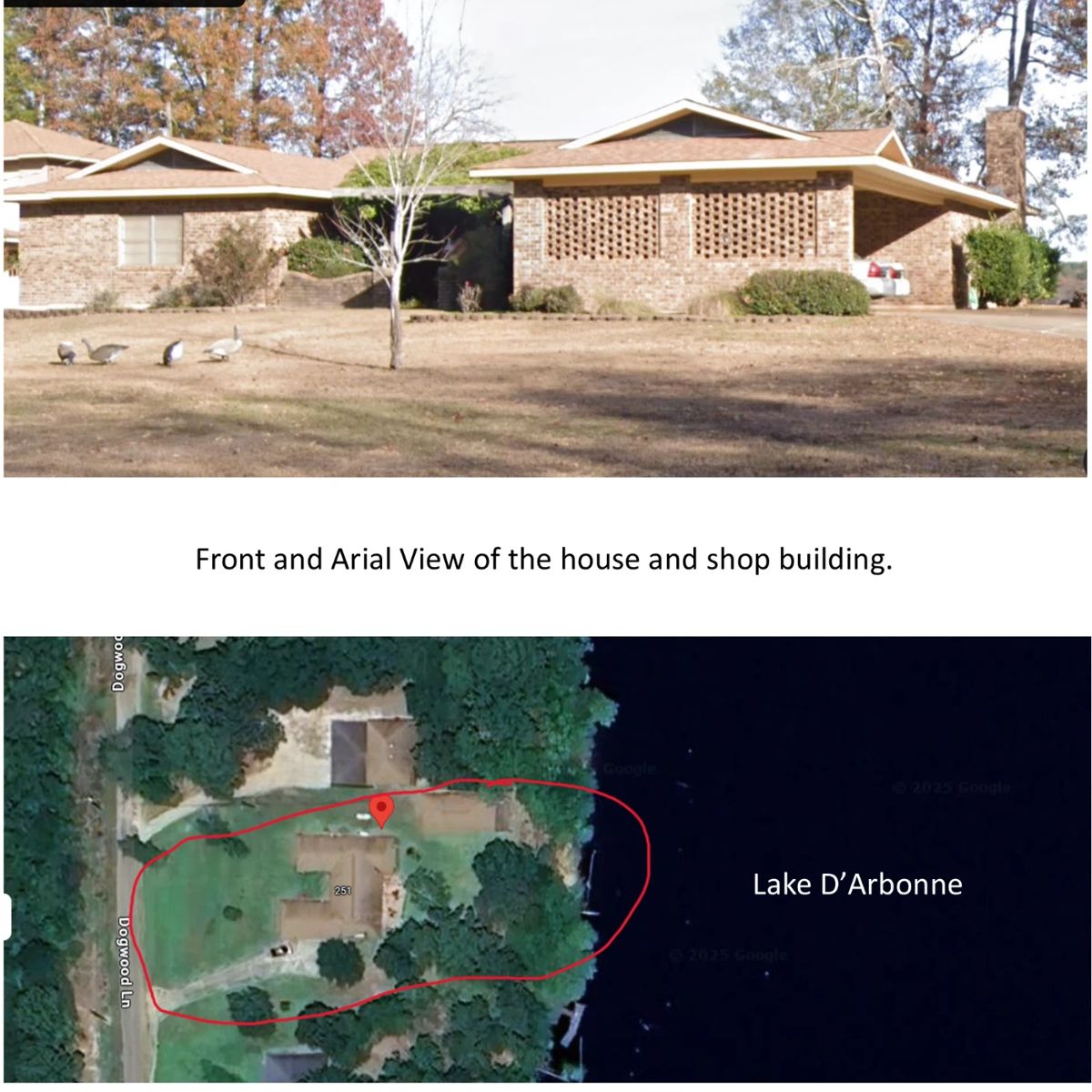 House and Shop located on Lake D'Arbonne.