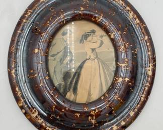 Rare Bennington/ Rockingham Oval Picture Frame