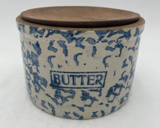 Spongeware Butter Crock