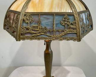 Beautiful Art Glass Parlor Lamp, Multi Color Glass