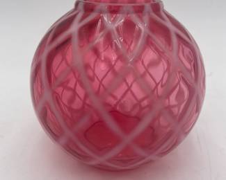 Cranberry Diamond Optic Opalescent Vase
