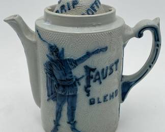 Flemish Blue Stoneware Blanke's Faust Blend Coffee Pot