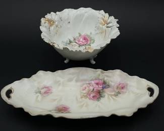 2 RS Prussia Relish and Footed Bowl