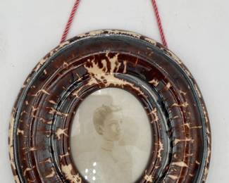 Rare Bennington/ Rockingham Oval Picture Frame