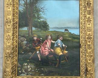 Original Framed Print "Violating the Speen Law" in Gold Leaf Frame