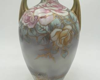 Tall Hand Painted Nippon Floral Vase