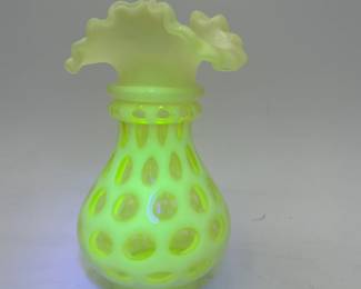 Fenton Vaseline, Uranium Opalescent Glass Vase