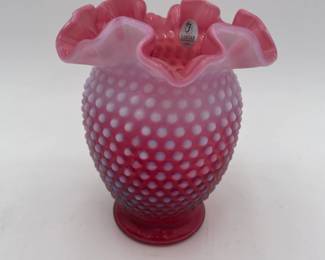 Fenton Cranberry Opalescent Hobnail Vase