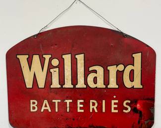 2 Sided Willard Batteries Metal Advertising Sign