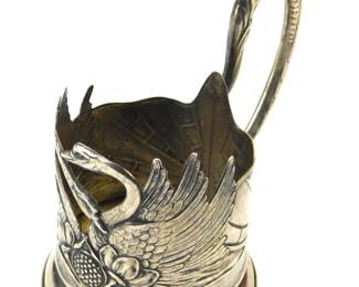silver vintage antique russian tea cup holder