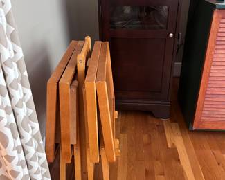 Tv tray tables and two matching media cabinets