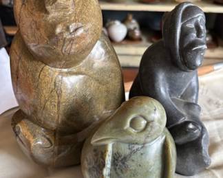 Inuit carved stone sculptures