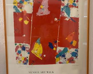 Pencil signed Sam Francis American (1923 - 1994), Venice Art Walk poster, glazed and framed