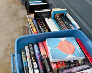 There are many more bins of books