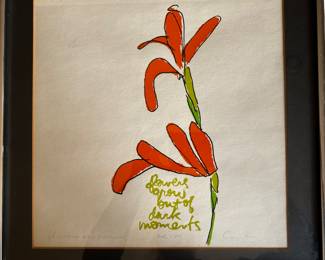 Sister Corita Kent, American (1918 -1986) pencil signed, glazed and framed