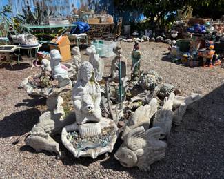 Cement fountains and sculptures